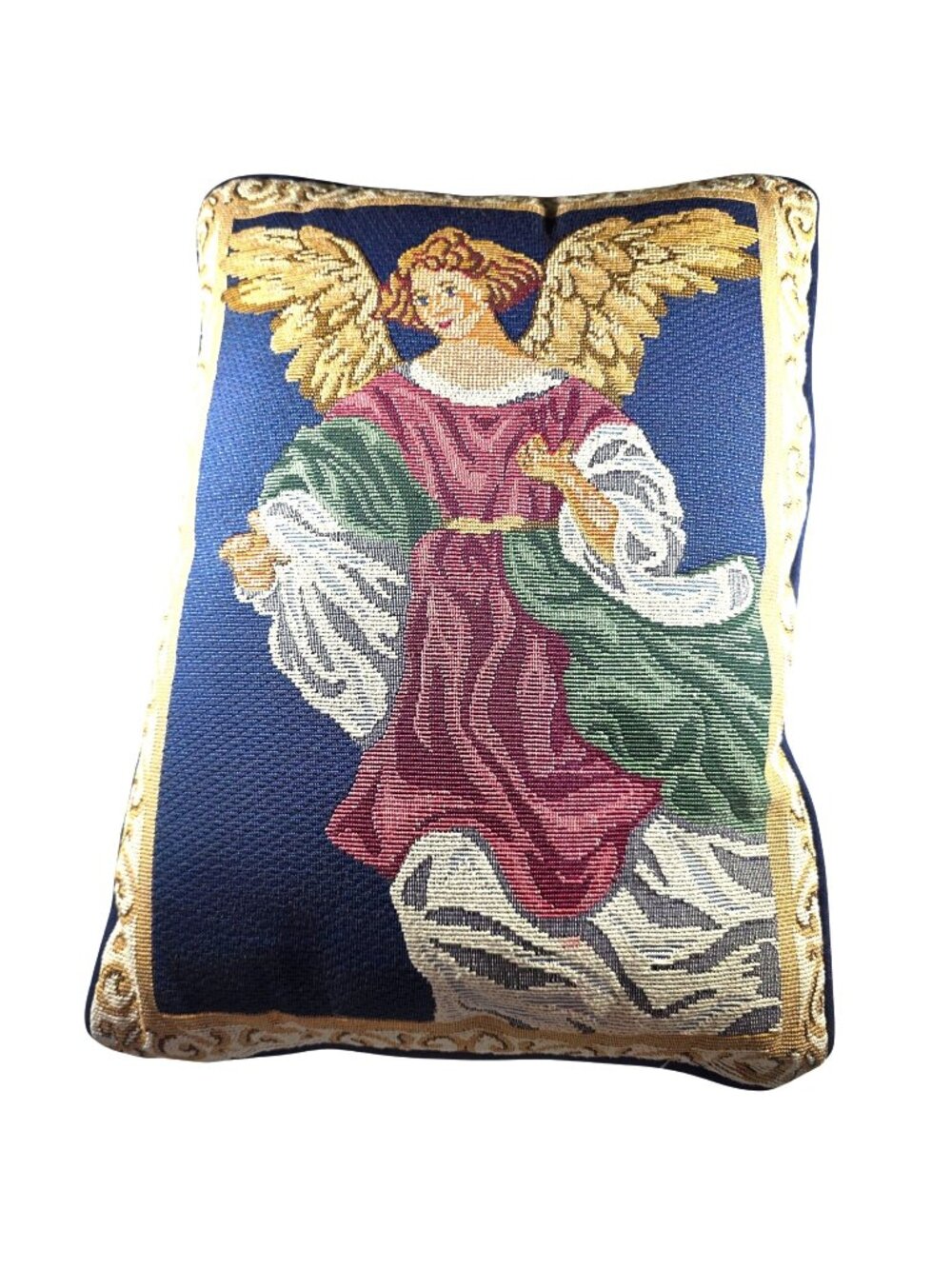 Tapestry Pillow Angel holiday christmas religious celestial heaven blue red